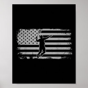 Poster Badminton de navette de drapeau américain