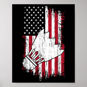 Poster Badminton - Drapeaux Américains Tees de Badminton