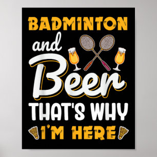 Poster Badminton Et Bière Navette Amateur De Badminton