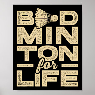 Poster Badminton For Life Badminton Player Shuttle Cross