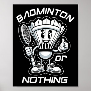 Poster Badminton Forever Cartoon Shuttle Et Racket Graphe