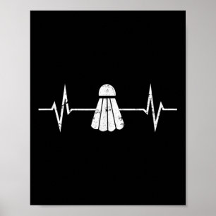 Poster Badminton Heartbeat T Shirt Grunge Joueur Cadeau C