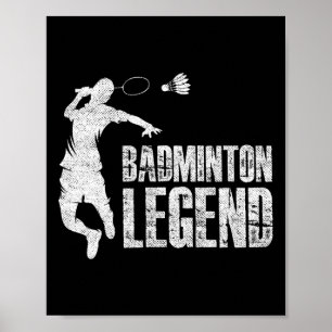 Poster Badminton Legend Racket Shuttle Joueur Badminton