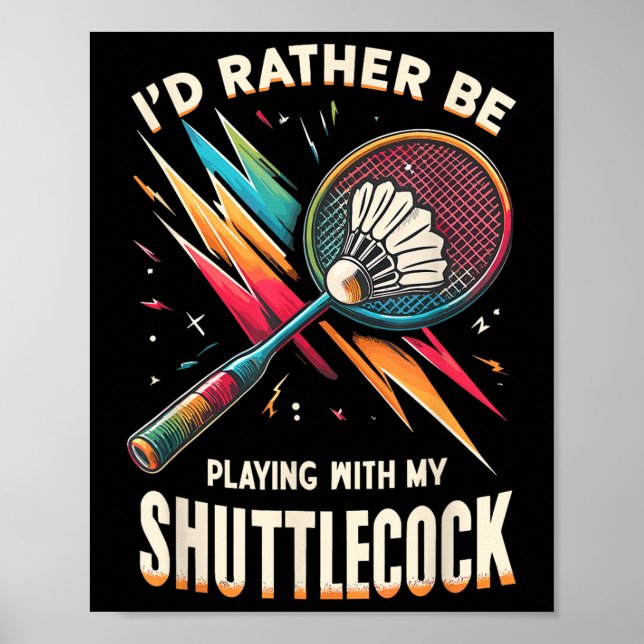 Poster Badminton Player Shuttle Racket Badmintoner  (Devant)