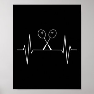 Poster Badminton Racket Heartbeat Joueur Badminton, Arrêt