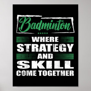 Poster Badminton Sports Stratégie Et Compétences Se Réuni