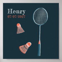 Badminton vintage PERSONNALISÉ NOM DU BÉBÉ NAISSAN