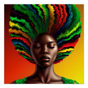 Poster Bae Rainbow Cheveux Black Melanin Afro Queen Crown