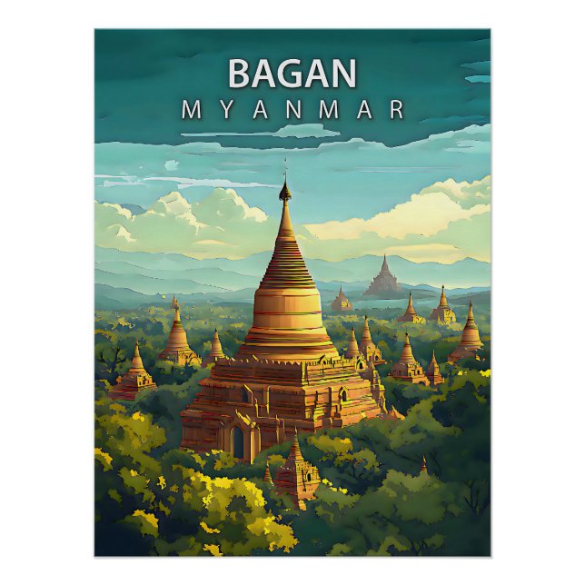 Poster Bagan, Myanmar : une tapisserie intemporelle (Devant)