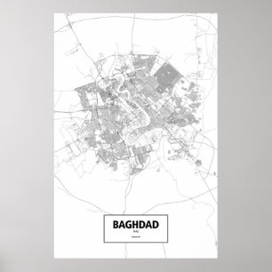 Poster Bagdad, Irak (noir sur blanc)