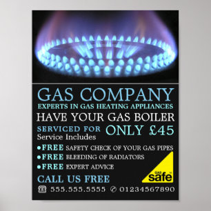 Poster Bague à gaz bleu, ingénieur en gaz et publicité de