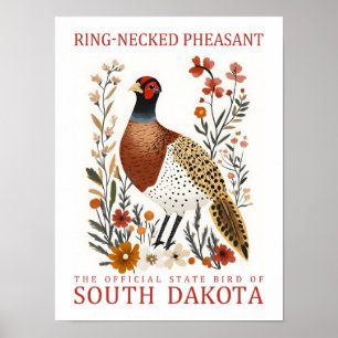 Poster Bague de faisan à cou du Dakota du Nord Voyage