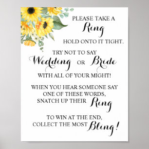 Poster Bague sur Sunflowers Fête des mariées Jeu
