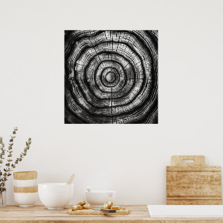 Poster Bagues d'arbre à fraises Un art moderne noir et bl