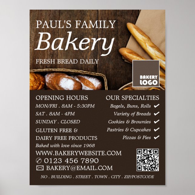 Poster Baguette fraîche, Boulangeries rustiques, Boulange (Devant)