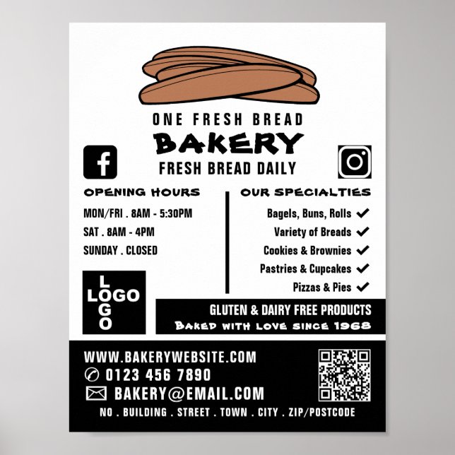 Poster Baguettes fraîches, Boulangeries, Boulangerie Publ (Devant)