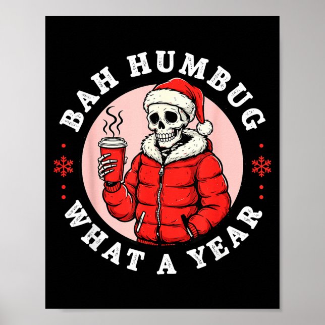 Poster Bah Humbug Skull Hat Santa's Candy Christmas Pajam (Devant)
