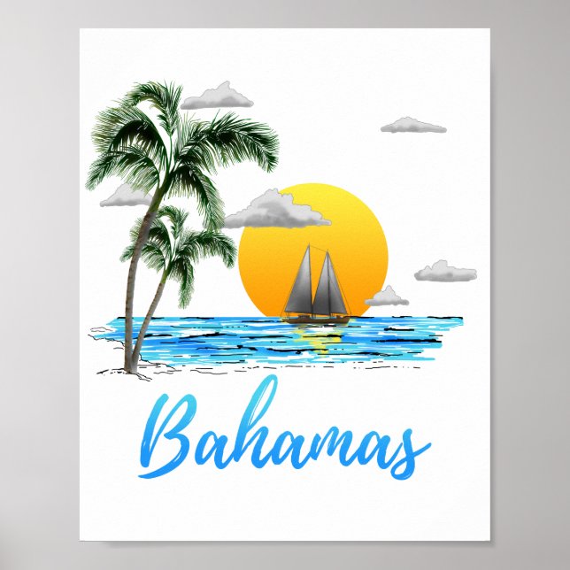 Poster Bahamas Vacances (Devant)