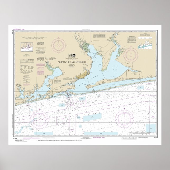 Poster Baie de Pensacola et approches Graphique nautique  (Devant)
