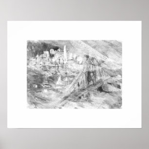Poster Baie de San Francisco par jour brumeux