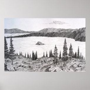 Poster Baie verte avec l'île de Fannette, le lac Tahoe,
