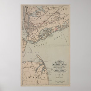 Poster Baie vintage de New York et carte de l'Océan