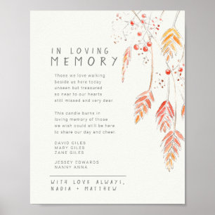 Poster Baies d'herbe tombent souvenir de mariage mémorial