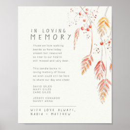 Poster Baies d'herbe tombent souvenir mémorial mariage
