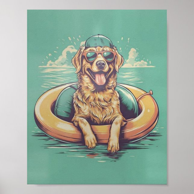 Poster Baignade de chien, Chien amusant .Chien, Chiens (Devant)