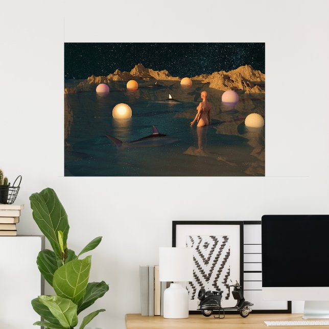Poster Baignade Nocturne (Bureau à domicile)