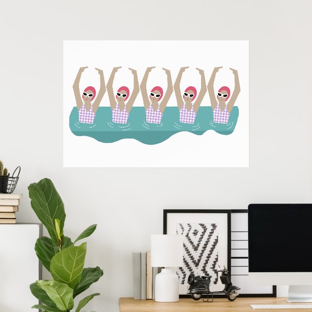 Poster Baigneurs artistiques | Illustration de natation a (Bureau à domicile)
