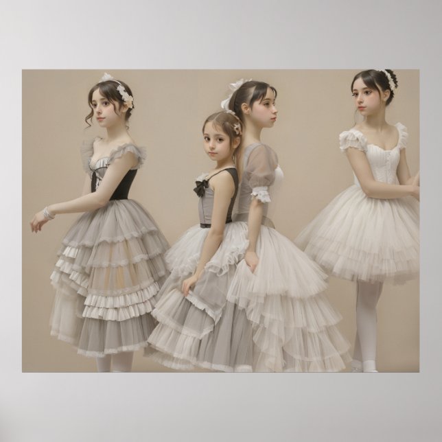 Poster Bailarinas con trajes románticos (Devant)
