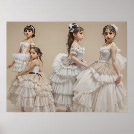 Poster Bailarinas con trajes románticos Programa plegado