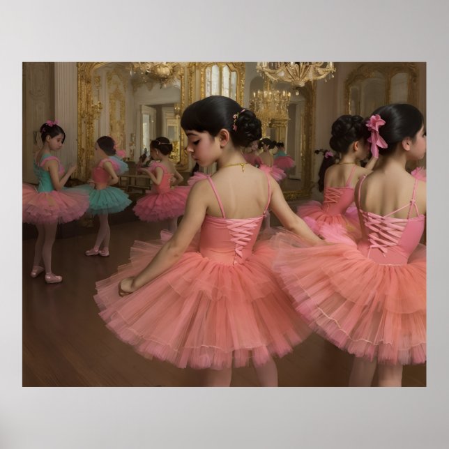 Poster Bailarinas en una gran sala de estilo rocóco (Devant)