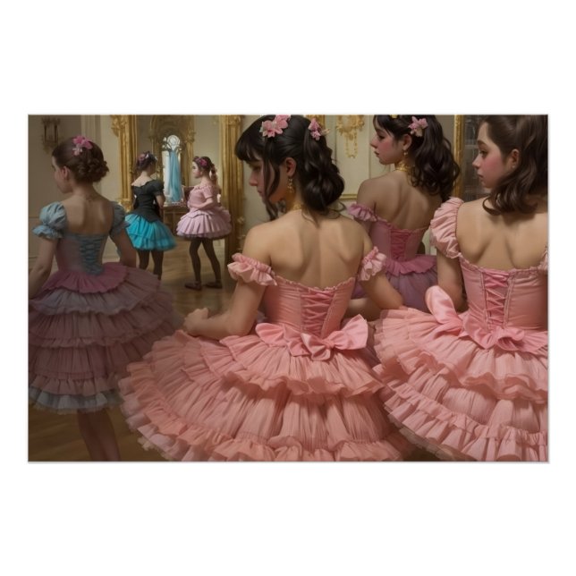 Poster Bailarinas en una gran sala de estilo rocóco (Devant)
