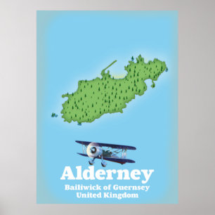 Poster Bailliage de Guernesey Alderney Royaume-Uni Carte