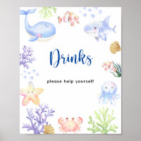 Bain de bébé animaux de l'océan à l'aquarelle - Bo