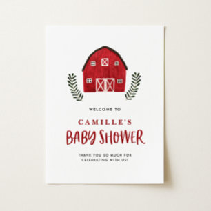 Poster Bain de bébé Ferme de Maison Rustique Rouge Aquare