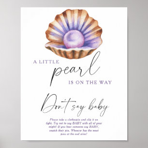 Poster Bain de bébé perle aquarelle Ne dites pas bébé