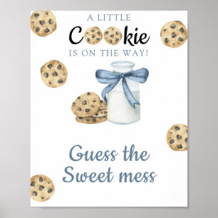 Poster Bain de lait et cookies Baby shower Devinez le dou
