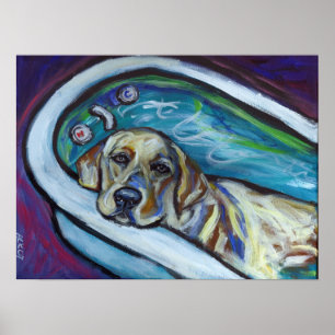 Poster Bain du Labrador jaune