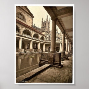 Poster Bains et abbaye romains, III, Bath, classique de