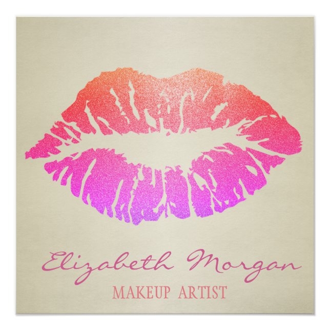 Poster Baiser adorable, Lèvres, Artiste de maquillage (Devant)