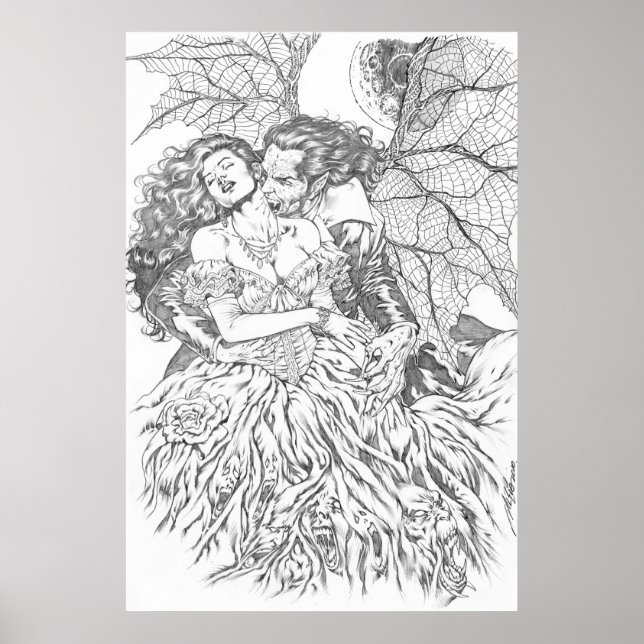 Poster Baiser de Vampire par Al Rio - Vampire et Art fémi (Devant)