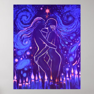 Poster Baiser lesbienne passionnée