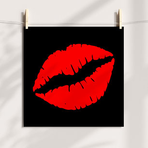 Poster Baiser Rouge sur Fond Noir