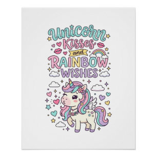 Poster Baisers de licorne et souhaits d'arc-en-ciel Raisi