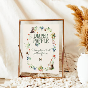 Poster Baisse de Baby shower neutre pour animaux de bois