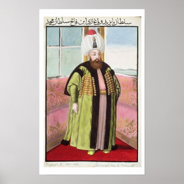 Poster Bajazet (Bayezid) II (c.1447-1512) appelé 'Adli', (Devant)
