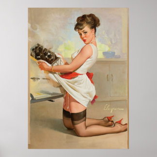 Poster Baking Pinup Girl - Vintage Pin-up Art